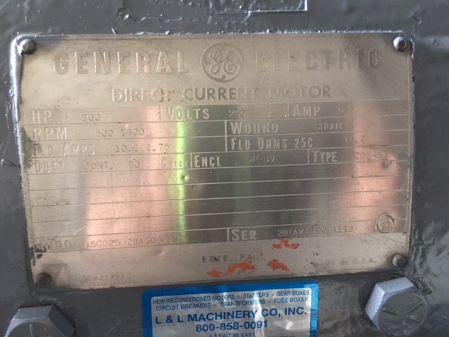 200 HP 1600-500 RPM General Electric 5CD25D28A506221, Frame 5453, DP-BV, 250 Volts - Image 1