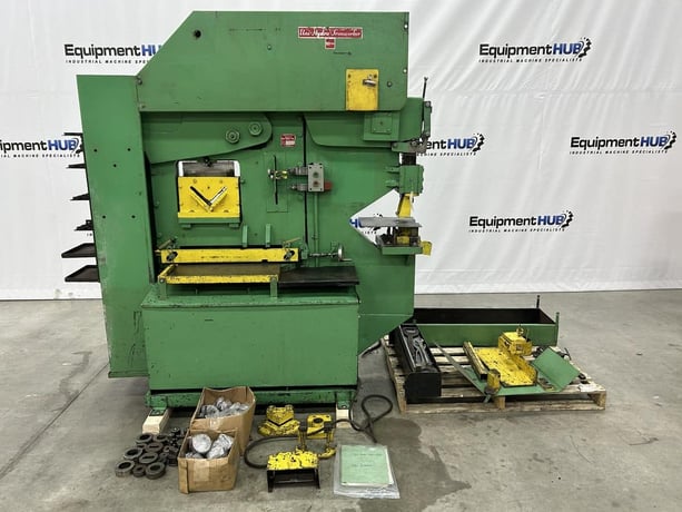 6" x 6" x 1/2" Uni-Hydro #95-24, hydraulic ironworker with tooling, 95 ton, 14" throat, manual - Image 1