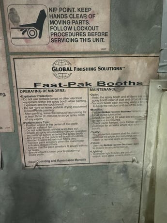 Global, Spray Booth, 100" x 116" x 183", Nordson collector, Gema guns 2x - Image 3