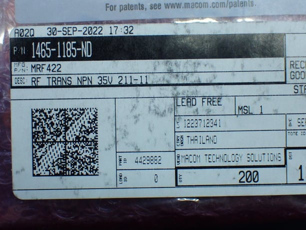 Macom #MRF422, Silicon Power Transistors, LOT of 200, Chassis Mount, 2022 - Image 7