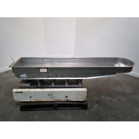 Allen-Bradley Systems/FMC Corp #F7135112, Vibrating Pan Conveyor Feeder, 18" wide x 85" long stainless steel - Image 2