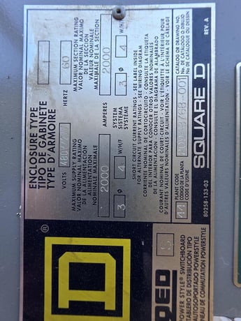 2000 Amps, Square D, Deadfront Switchboard, I-Line breaker system, MLO, 480 Volts, 3 phase - Image 4