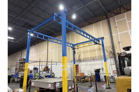 2 Ton, Gorbel, free standing crane, electric hoist w/ pendant Control, 14.5' x 23' x 13.5' - Image 1