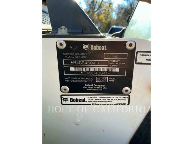 Bobcat T66, Track Loader, 416 hours, S/N: B4SB40041, 2024 - Image 6