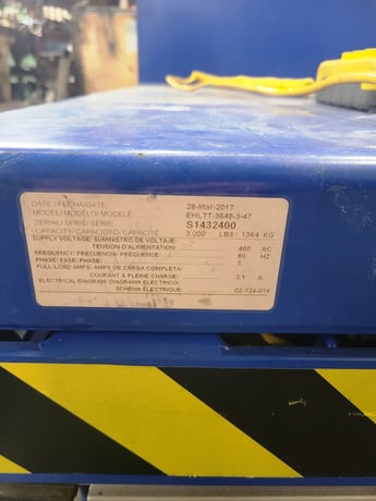 3000 lb. Vestil #EHLTT-3648-3-47, Hydraulic Scissor Lift Table, 48" x 36" platform, 47" raised height, 45&deg; - Image 3