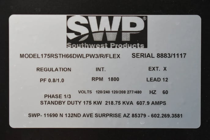 175 KW SWP #1106D-E66TA, diesel generator, voltage selector switch, 2018 - Image 6