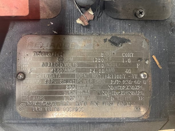 5 HP 1750 RPM Reliance, Frame DC1810ATCZ, DP, 180 VA, 180/200 VF - Image 1