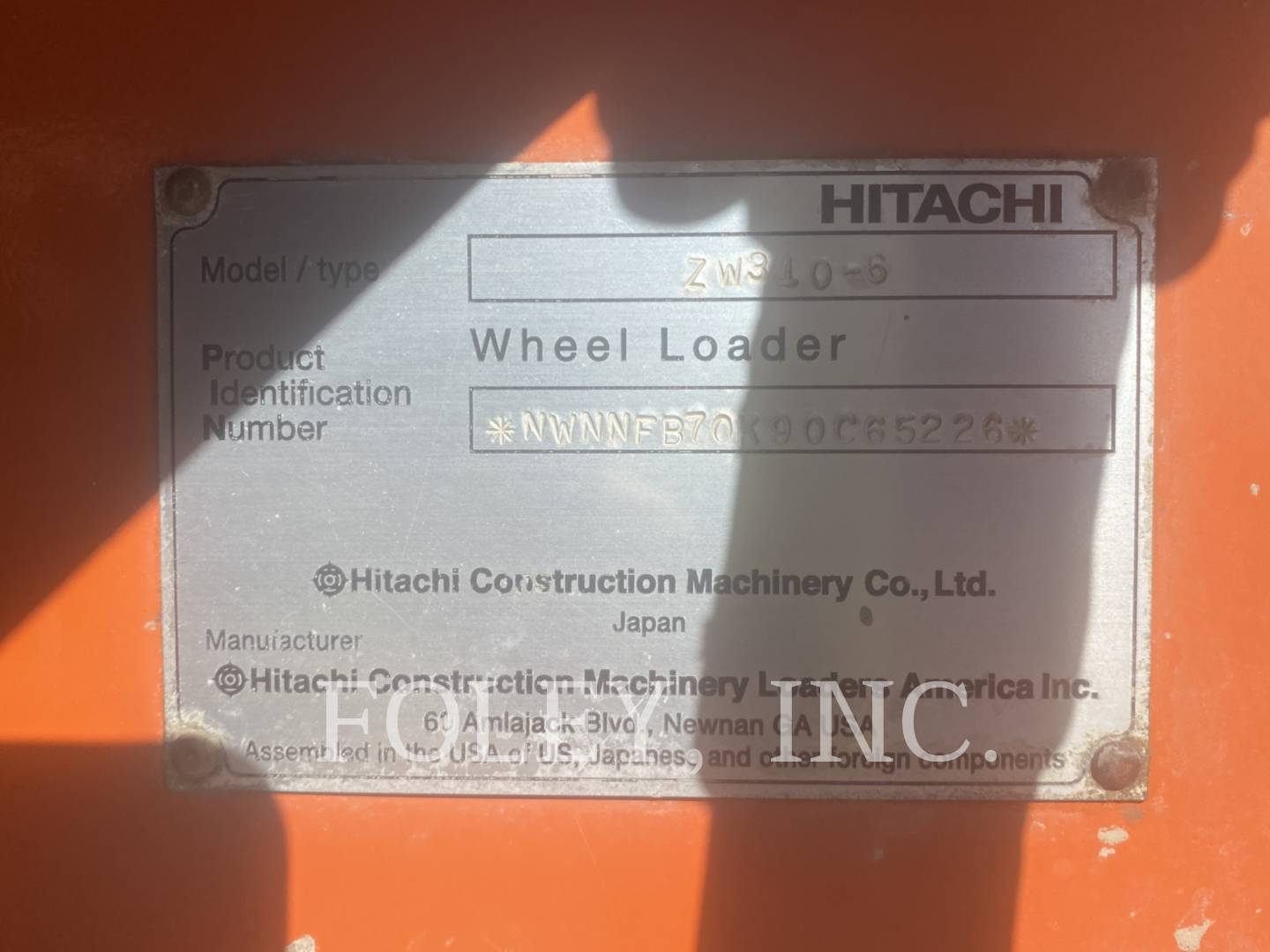 Hitachi ZW310-6, Wheel Loader, 14085 hours, S/N: NWNNFB70K90C65226, 2019 - Image 5