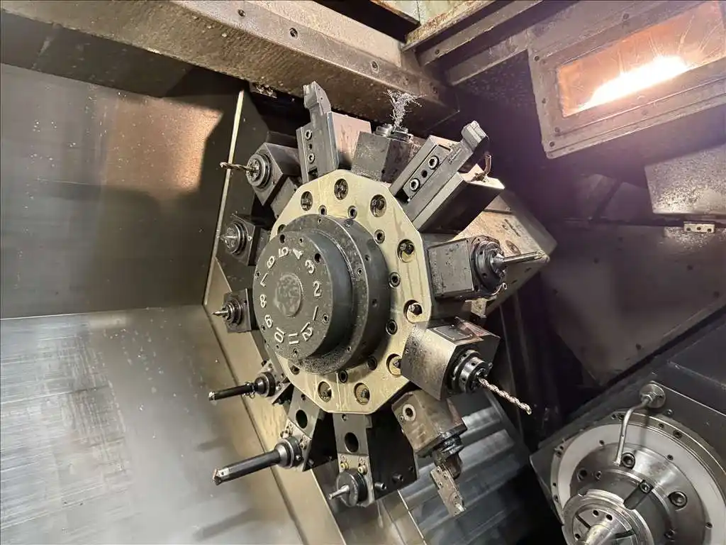 Okuma #LT-300M, twin turret, live milling with sub spindle CNC turning center, OSP-P200L Control, 21.6" - Image 4