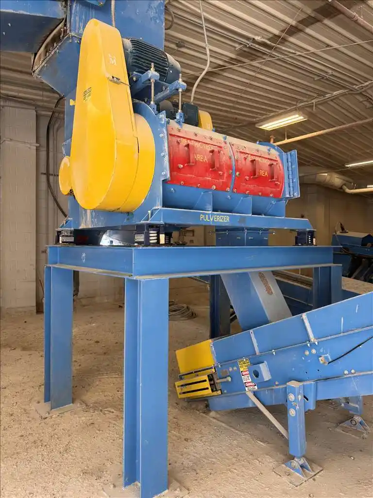 Andela, 20 ton/hr. glass pulverizing line, with surge hopper, pulverizer, trommel screen, label remover - Image 2