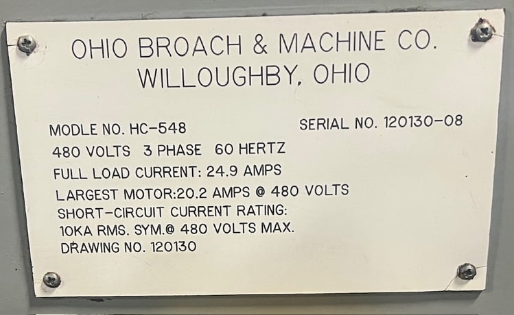 5 Ton x 48" stroke, Ohio #HC548, horizontal broaching machine, 4" cylinder bore diameter, 2008 - Image 6