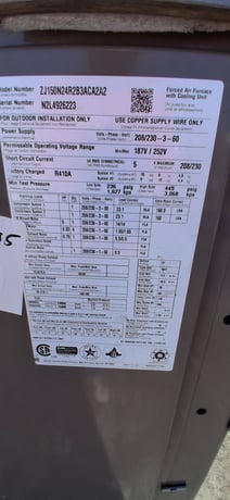 12.5 Ton, York #7J15N24R2B3ACA2A2 Sun Pro 3 Predator RTU package unit, 208/230 V., 3 phase, 60 Hz, gas heat - Image 9