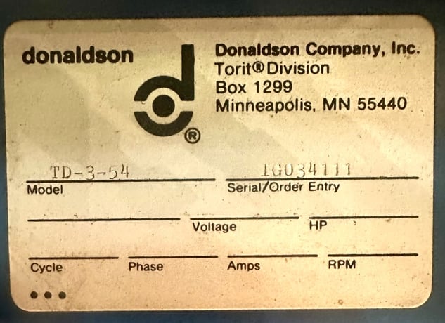 Donaldson Torit #TD-3-54, dust collector, air pulse jet design, 3 HP, portable design slots - Image 6