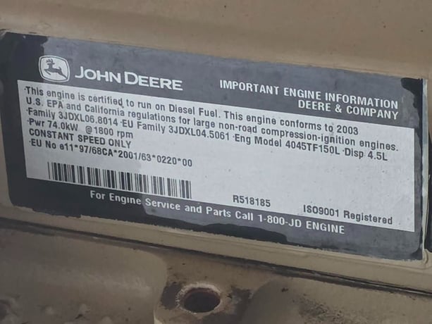 60 KW John Deere #4.5L, generator set, 480 Volts, 3-phase, 2003 - Image 4