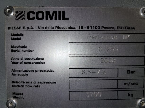 Biesse Comil #Performer-TP, Case Clamp, 6.5-7.5 bar, 460 Volt, 3PH, 2008 - Image 6