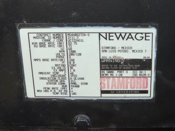 75 KW Isuzu #A-6BG1, diesel generator set, 120/208 Volts, 3-phase, 1585 hours, 1800 RPM, 2009 - Image 4