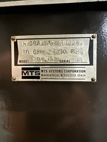 40 HP MTS #501.02, hydraulic power supply, 20 gpm, 3000 psi, 460 V., water cooled heat exchanger - Image 2
