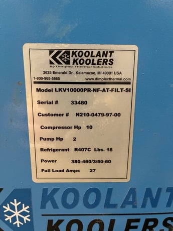 10 Ton, Koolant Koolers #LKV10000PR-NF-AT-FILT-SI, chiller, R407c refrigerant - Image 4