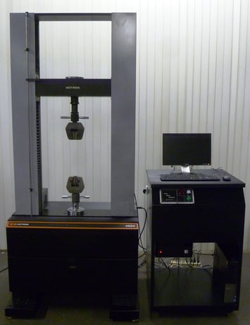 Instron #4204, 50kN floor standing tensile & compression testing system, 46" testing stroke, 22" x 7.75" table - Image 1