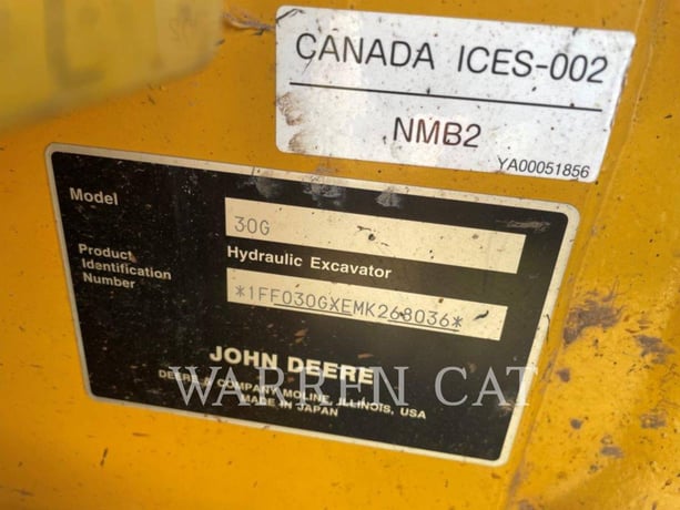 John Deere 30G, Crawler Excavator, 298 hours, S/N: 268036, 2021 - Image 6