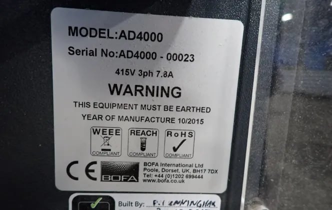 Bofa #AD4000, Fume Extraction Unit, (5) Extra Filters, 7.8 Amps, 415 V, 2015 - Image 5