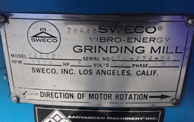 Sweco #M45RC, Separator, 5 HP, 1120 RPM, 230/460 V - Image 5