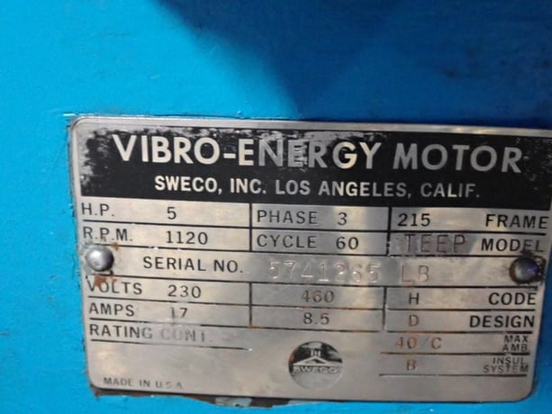 Sweco #M45RC, Separator, 5 HP, 1120 RPM, 230/460 V - Image 7