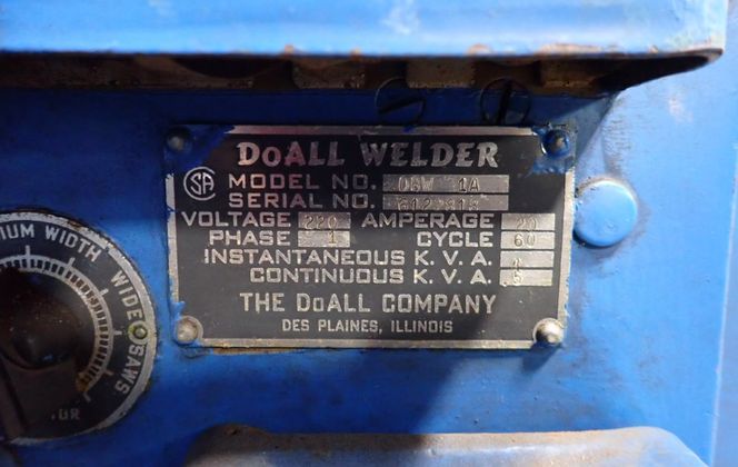16" DoAll #3012-U, Vertical Band Saw, 160" Band length, 120" File Length, 24" x 24" Table, 220 V - Image 7