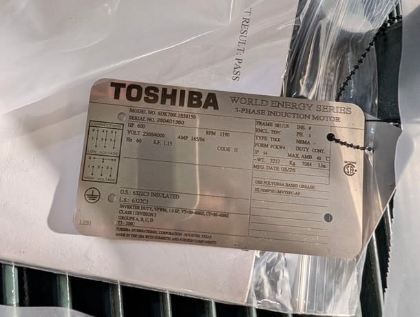 600 HP 1200 RPM Toshiba, Frame 5809/10/11US, TEFC BB, 2300/4000 Volts, NEW -2 in stock/ factory warranty - Image 4