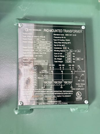 1500 KVA 11700/12000/12470/13200/13800/14400 Primary, 480Y/277 Secondary, Padmount transformer - Image 2