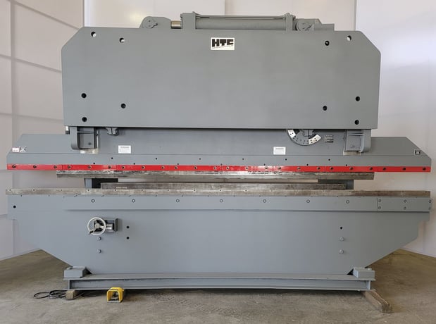 200 Ton, HTC #200-12H, hydraulic press brake, 16' overall, 120" between housing, 8" throat, motorized Back - Image 1