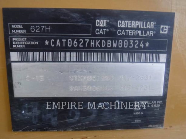 Caterpillar 627H, Wheel Tractor Scraper, 5965 hours, S/N: DBW00324, 2013 - Image 6