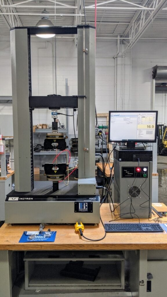 1125 lbf. (5kN) Instron #4201, electro mechanical Unispace tension & compression testing machine, 48" test - Image 2