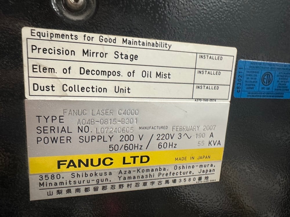 Amada #EMLK3610NT, laser / punch combo, 33 ton, 4000 watt Fanuc C4000 (AF-4000E) Co2 laser, 58 station King - Image 5