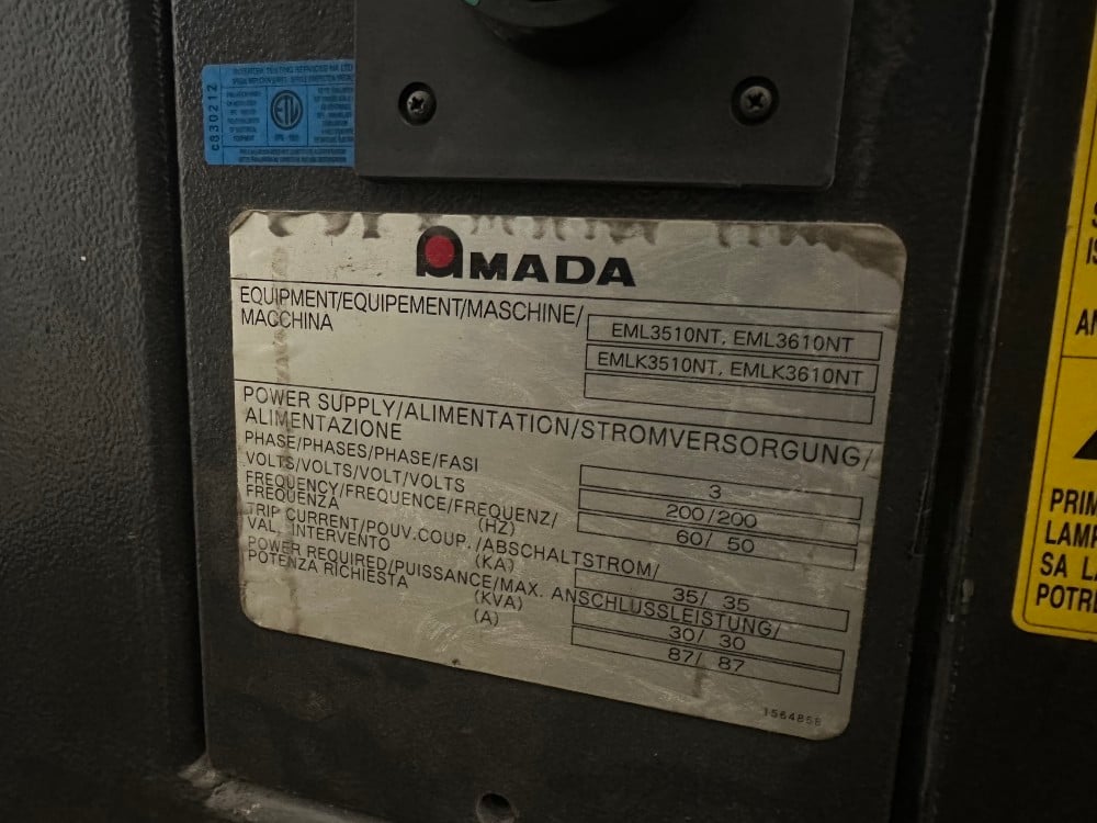 Amada #EMLK3610NT, laser / punch combo, 33 ton, 4000 watt Fanuc C4000 (AF-4000E) Co2 laser, 58 station King - Image 6