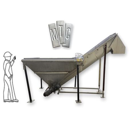 16" diameter x 10' long, MTC #MTCS-16-10, incline Stainless Steel screw auger conveyor - Image 1