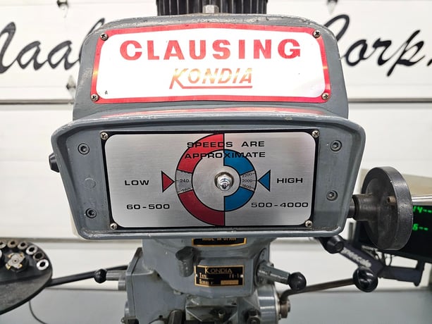 Clausing Kondia #FV-1, Vertical Milling Machine, 9" x 48" table, 30" longitudinal travel, 15" saddle travel - Image 7