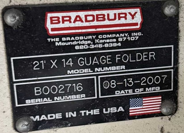 252" Bradbury, CNC hydraulic folding machine, .075" capacity, variable speed hydraulic power unit, 2007 - Image 4