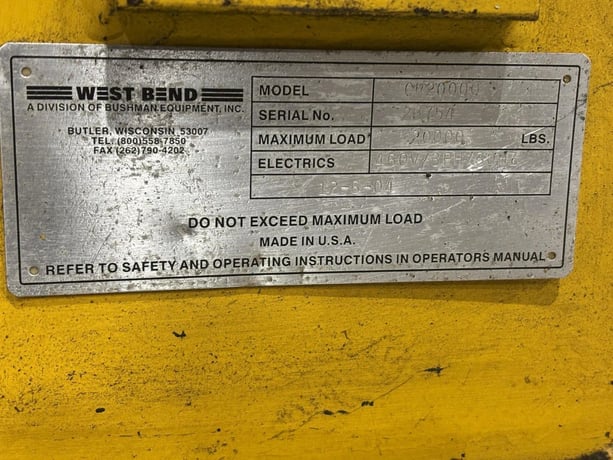 20000 lb. West Bend #CR-2000, motorized coil upender flip rotator, single chain, 2004 - Image 10