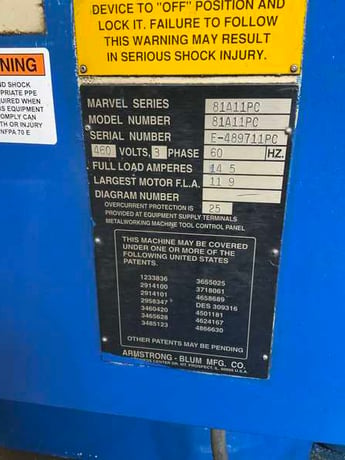 18" x 20" Marvel #81APC-II, vertical band saw, programmable stock feed, dual hydraulic vises - Image 8