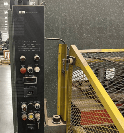 115 Ton, Herman Schwabe #SR-115, hydraulic press, 8 stroke, dual shuttle table, 32" x 64" bed - Image 7