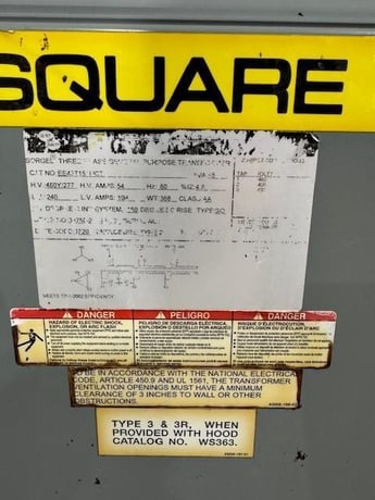 45 KVA, 480Y/244 Primary, 240 Secondary Square D #EE43T15MCT, Transformer, 3ph - Image 4