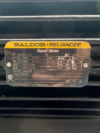 40 HP 1190 RPM Baldor, Frame 364TDZ, 230/460 Volts - Image 1