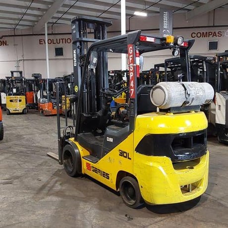 6000 lb. Clark #S30CL, Forklift, 240" raised height, 42" spade fork length, 4-way hydraulics, 8770 hours, 2018 - Image 1