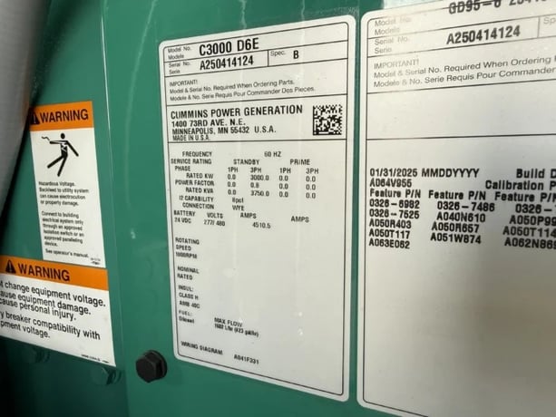 3000 KW Cummins #C3000D6E, diesel generator set, 480 Volts, 60 Hz, Cummins QSK95 engine, enclosure w/o tank - Image 10