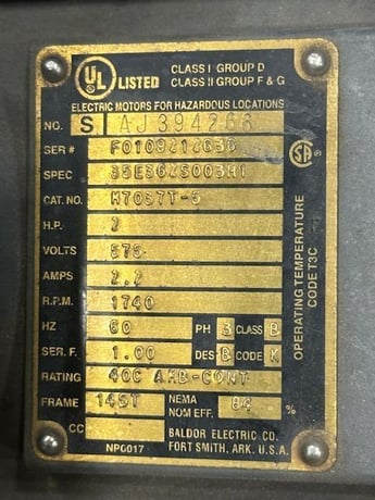 AZO #E650-C1, Rotary Screen, 2 HP Baldor Electric motor, 575 Volts, 2000 - Image 6