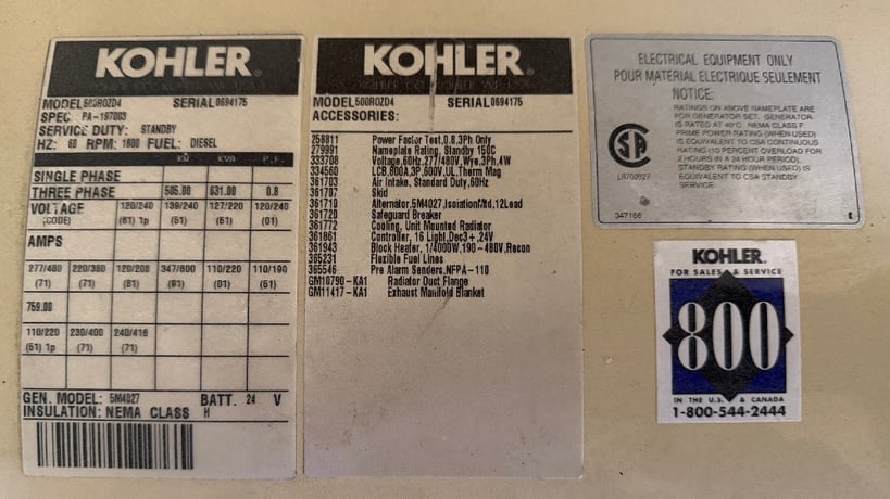 505 KW Kohler / DDC MTU #500ROZD4, diesel generator set, 277/480 Volts, 3-phase, 765 HP @ 1800 RPM, 15.9L V8 - Image 8