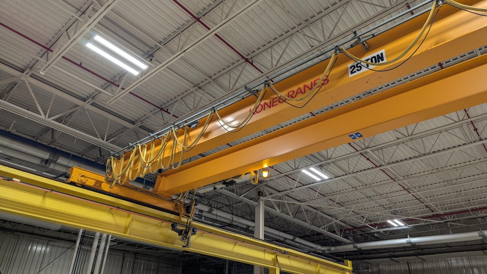 25 Ton, Kone, 35'0" Span, 16' 4" lift, Class D, Radio, VFD bridge/trolley, 140' (x2) rail/runway/cols, 2015 - Image 6