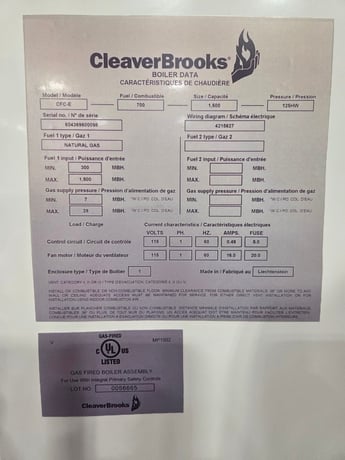 Cleaver-Brooks #CFC-E-1500, Natural gas firetube hot water boiler, 125 psi, 1500 MBH input, 2017 - Image 3