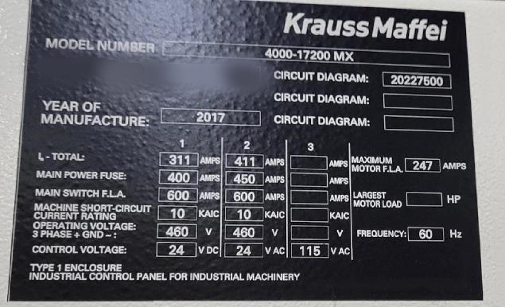 4000 Ton, Krauss Maffei #4000-17200MX, injection molding press, 2017 - Image 3